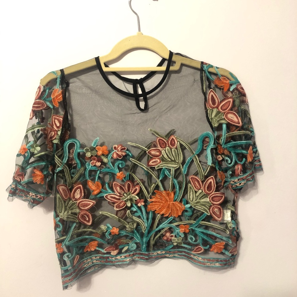 Mesh Embroidered Top